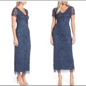 NWOT PISARRO NIGHTS Beaded Mesh Column Gown 2
